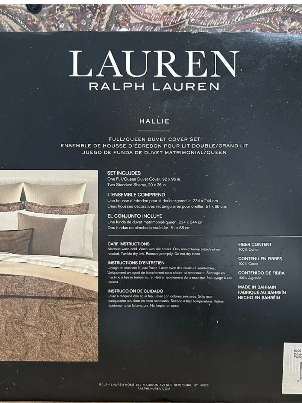 Lauren Ralph Lauren Hallie FULL QUEEN Duvet Cover Set Tan Burgundy Paisley New